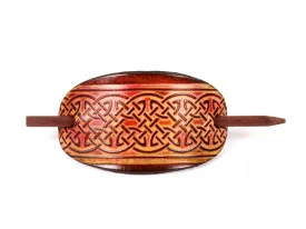 Celtic Lattice Leather Hair Barrette