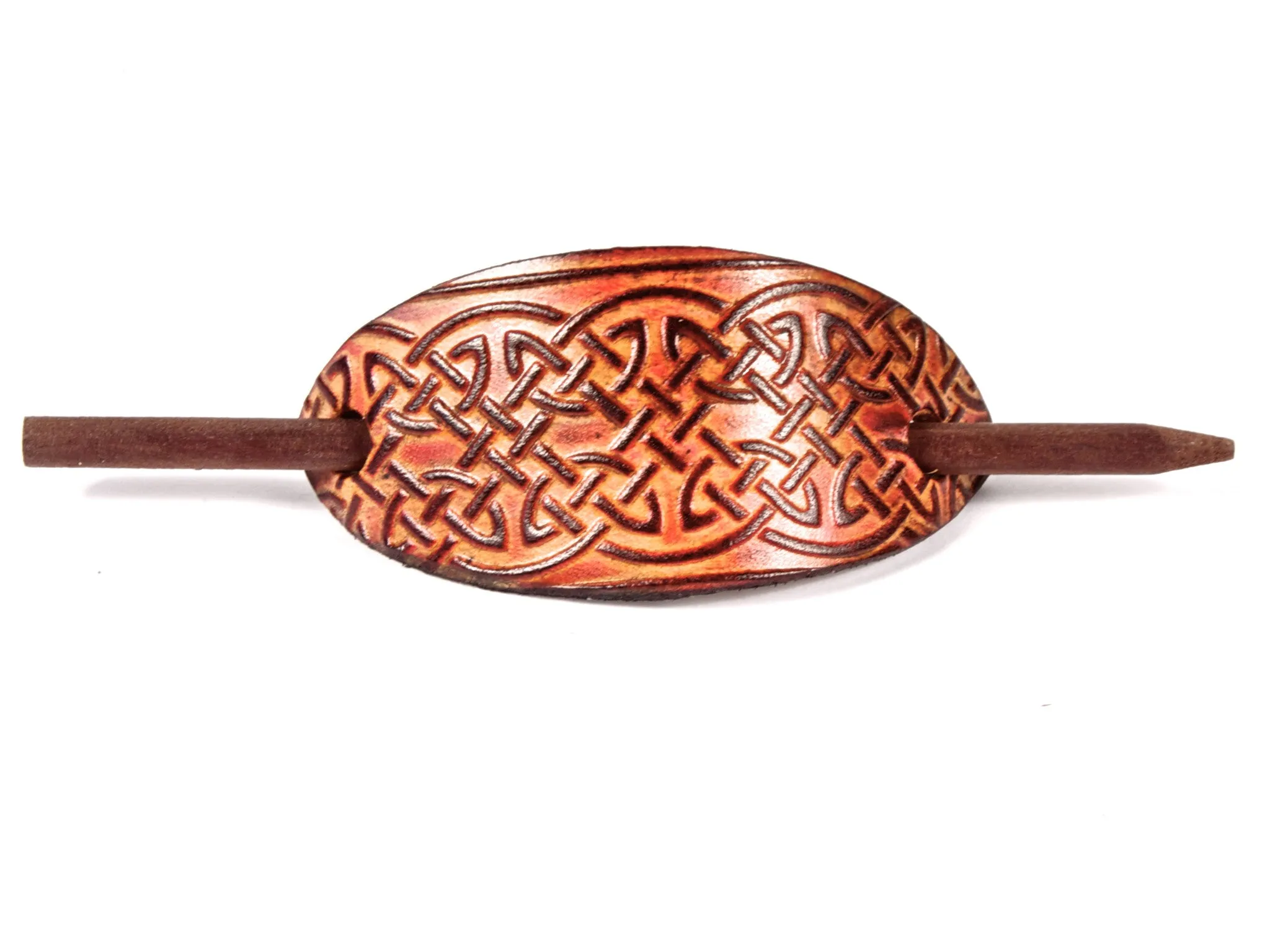 Celtic Lattice Leather Hair Barrette