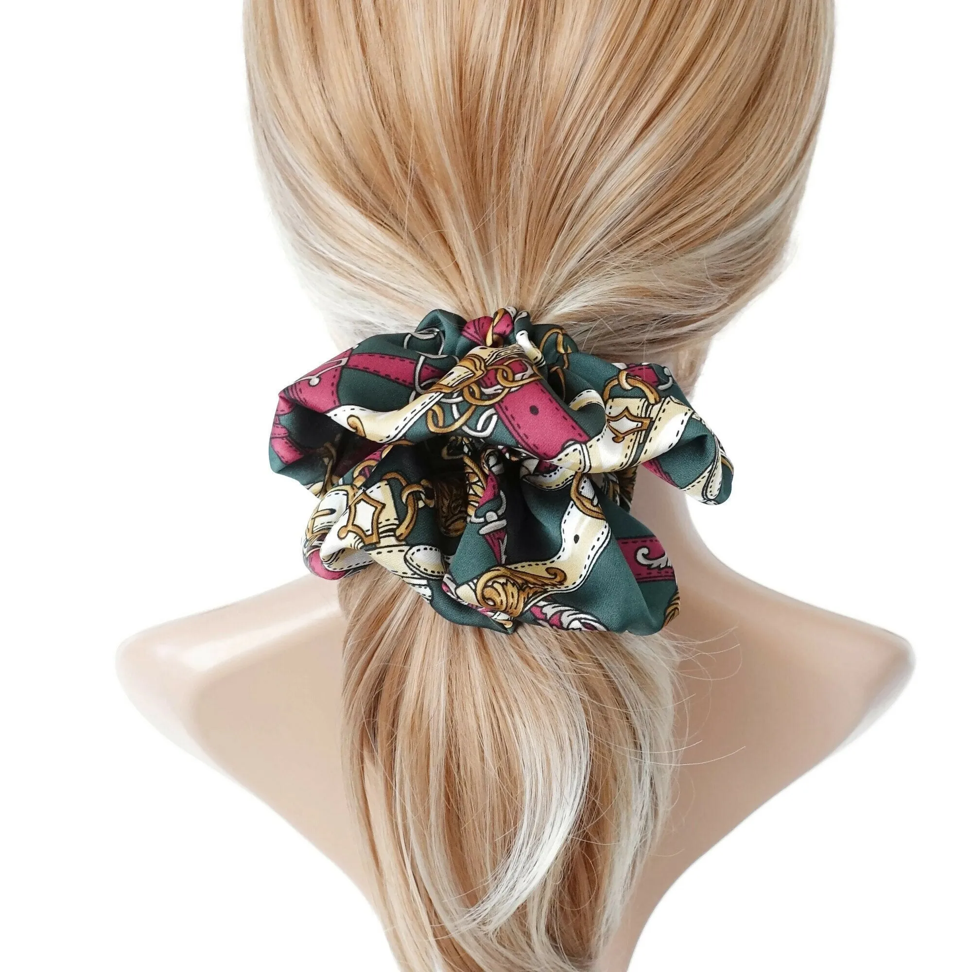 chain print oversized scrunchies large scrunchie stylish women hair ties