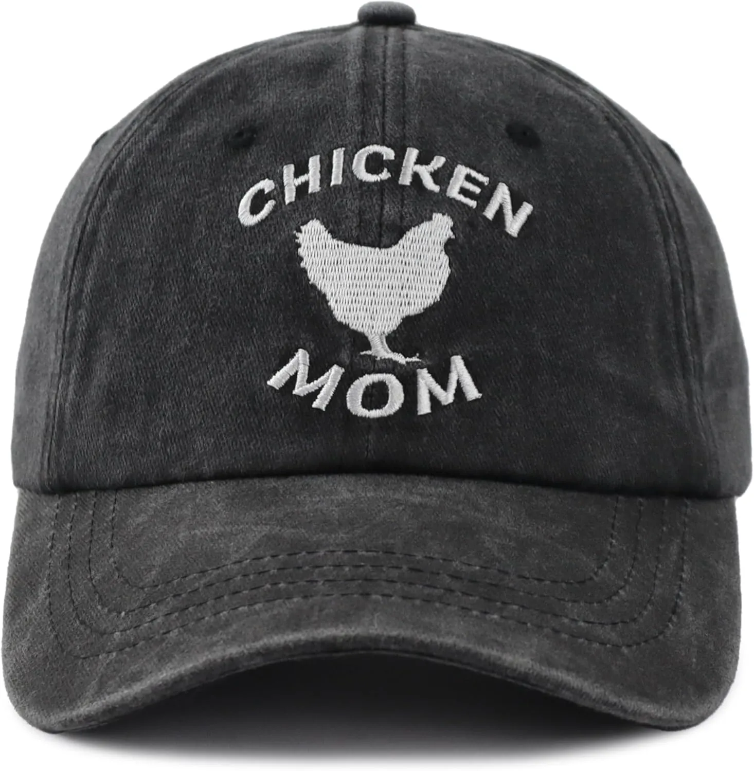 Chicken Mom Hat for Women, Adjustable Embroidered Cotton Baseball Cap