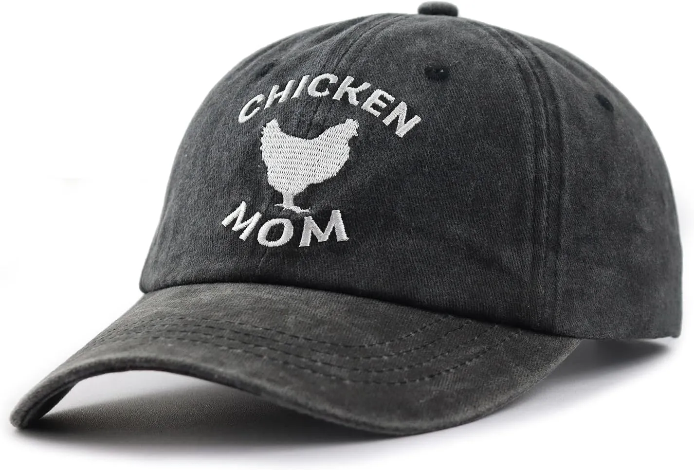 Chicken Mom Hat for Women, Adjustable Embroidered Cotton Baseball Cap
