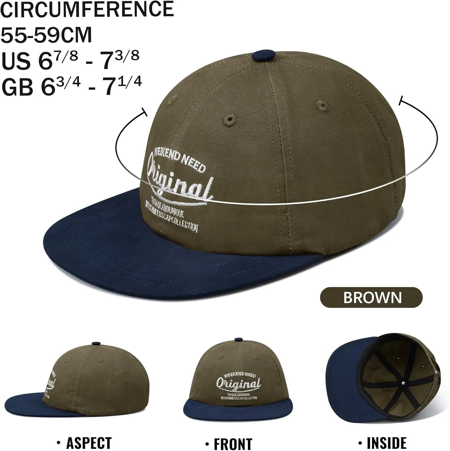 CLAPE Vintage Snapback Trucker Hat for Men Women Baseball Caps Unstructured Cotton Flat Brim Cap Street Hip Hop Camp Hat