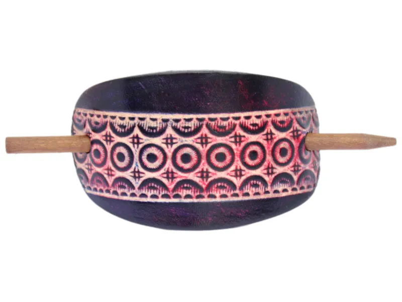 Concentric Circles Leather Hair Barrette