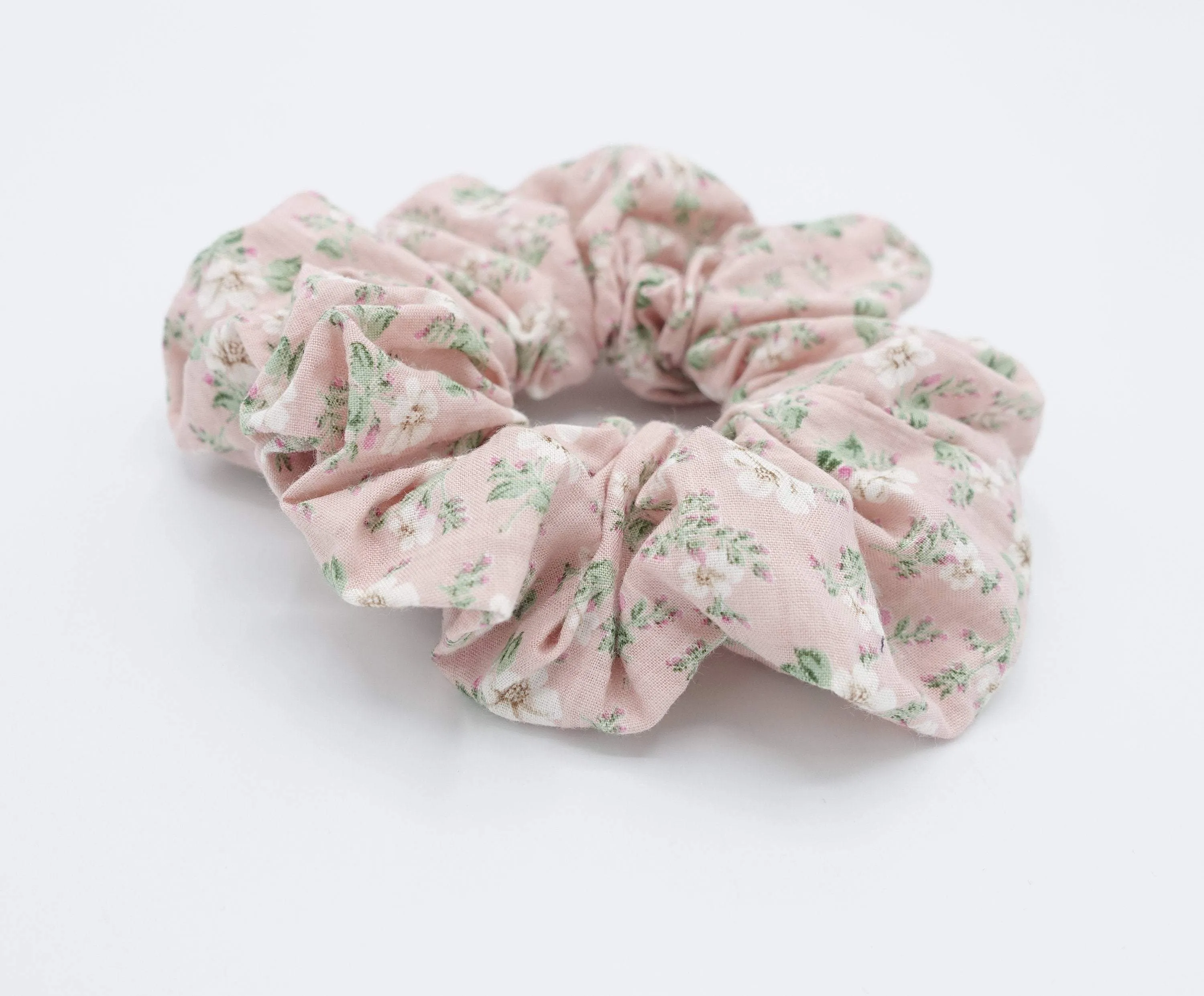 cotton floral scrunchies pale color hair elastic scrunchie for women