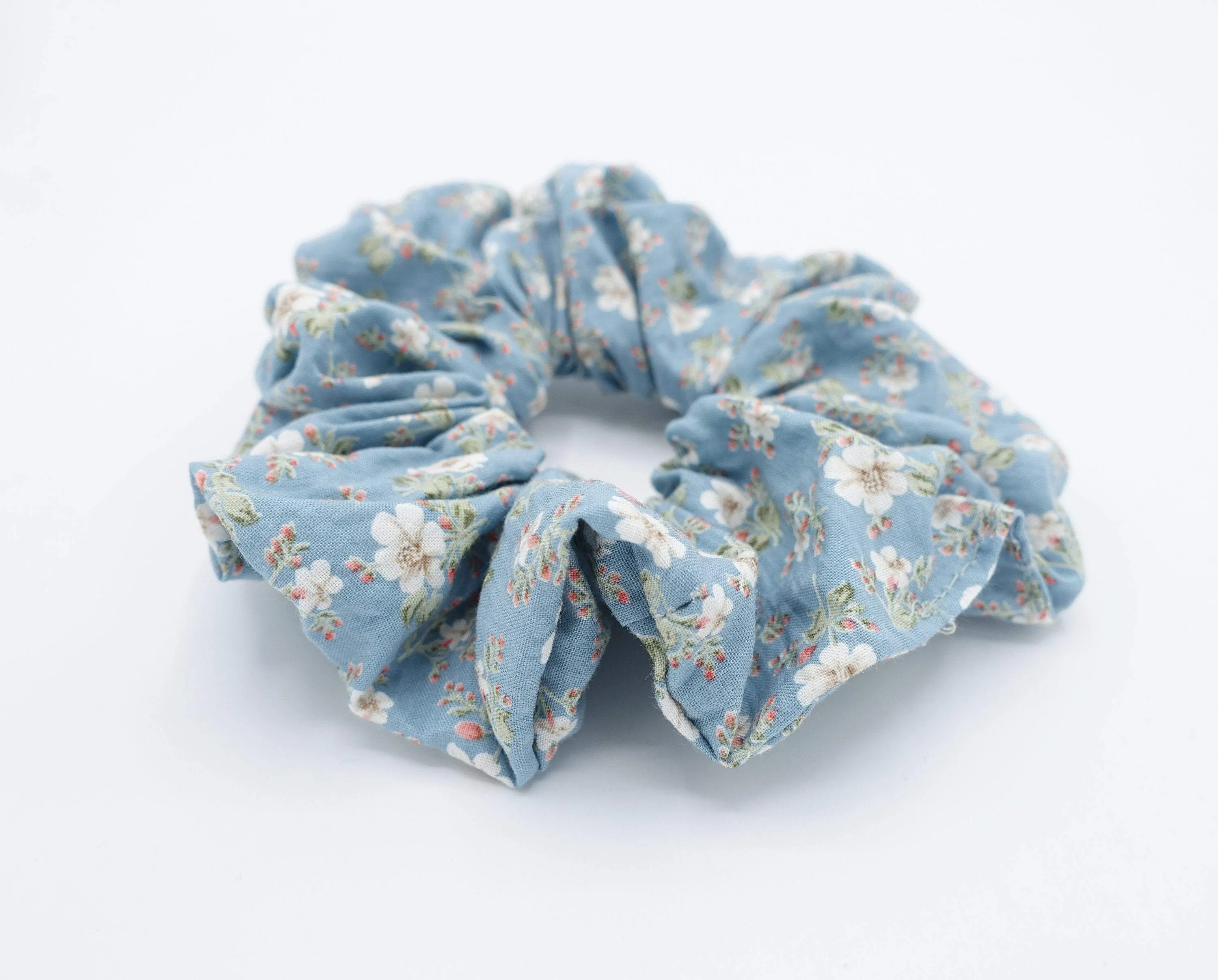 cotton floral scrunchies pale color hair elastic scrunchie for women