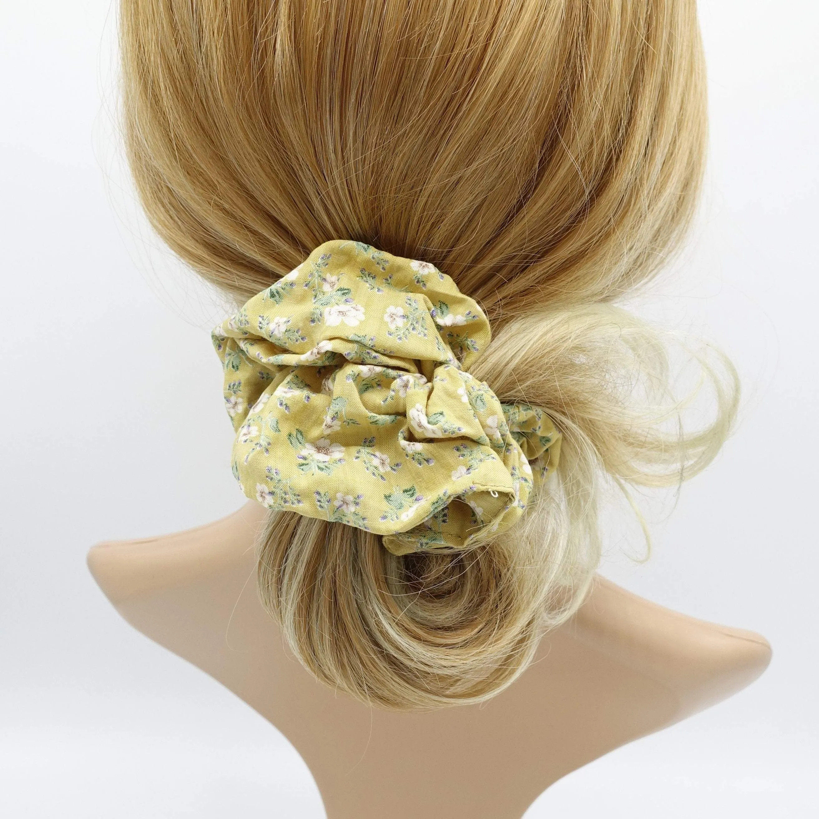 cotton floral scrunchies pale color hair elastic scrunchie for women