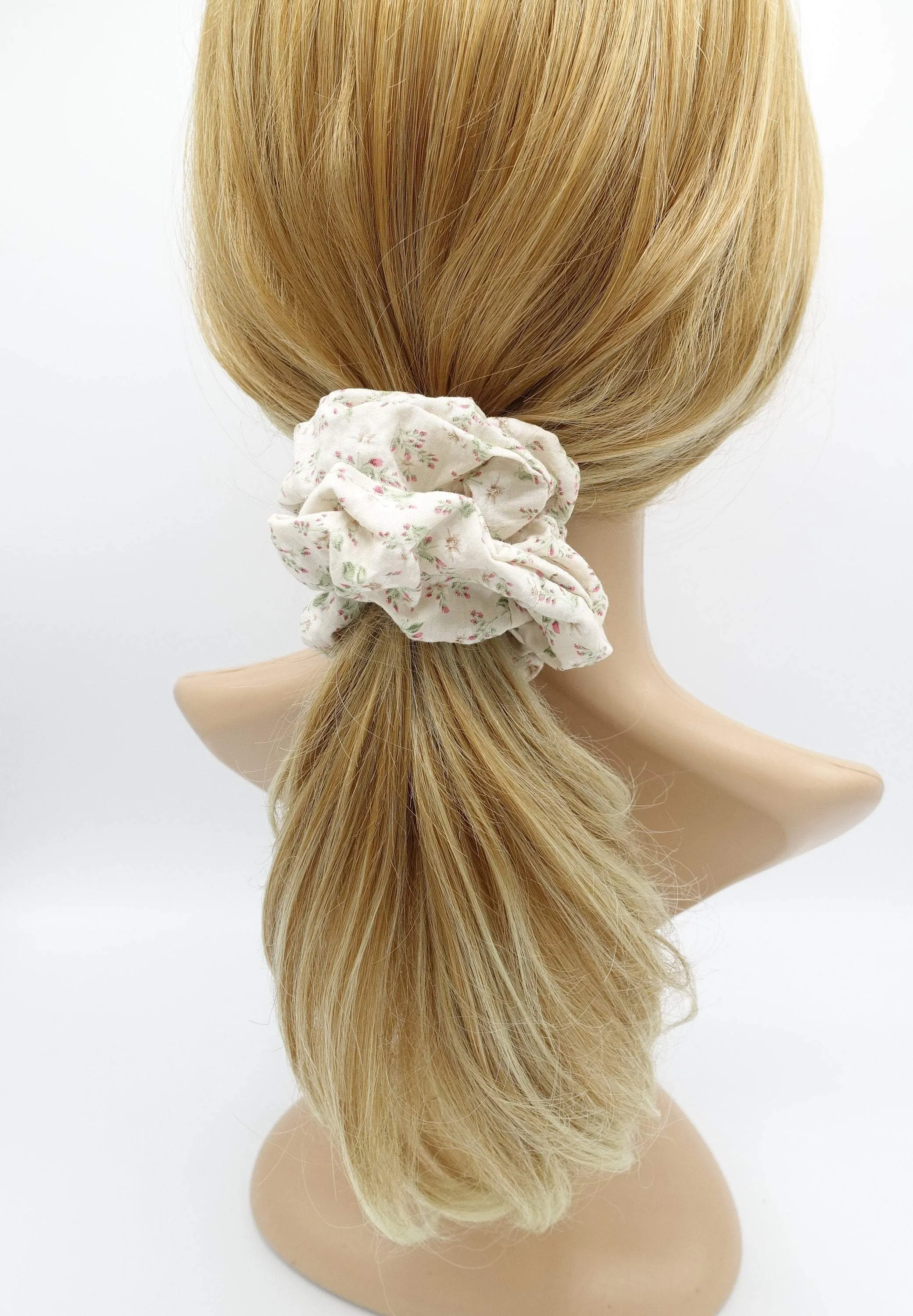 cotton floral scrunchies pale color hair elastic scrunchie for women