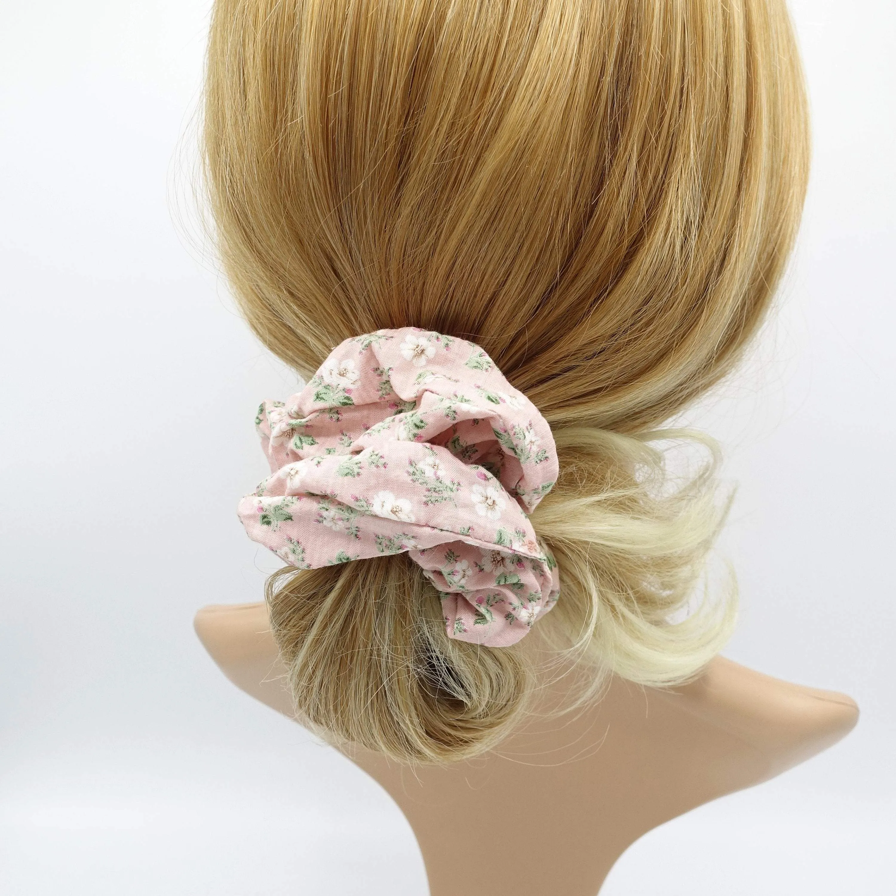 cotton floral scrunchies pale color hair elastic scrunchie for women