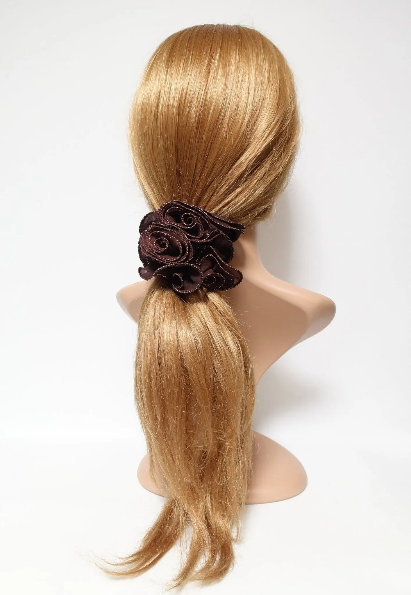 dazzling edge chiffon ruffle flower scrunchies pretty hair scrunchie for woman