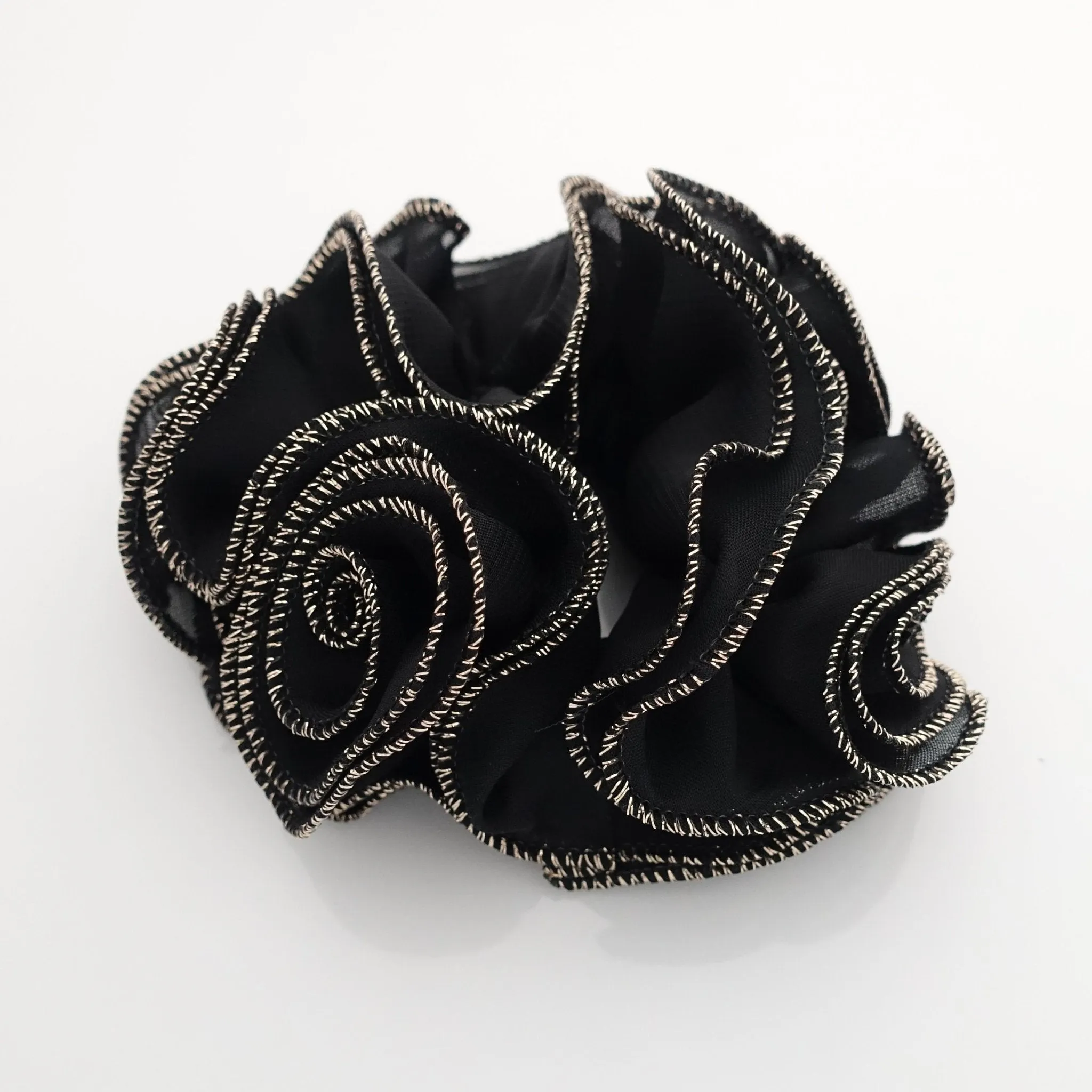 dazzling edge chiffon ruffle flower scrunchies pretty hair scrunchie for woman