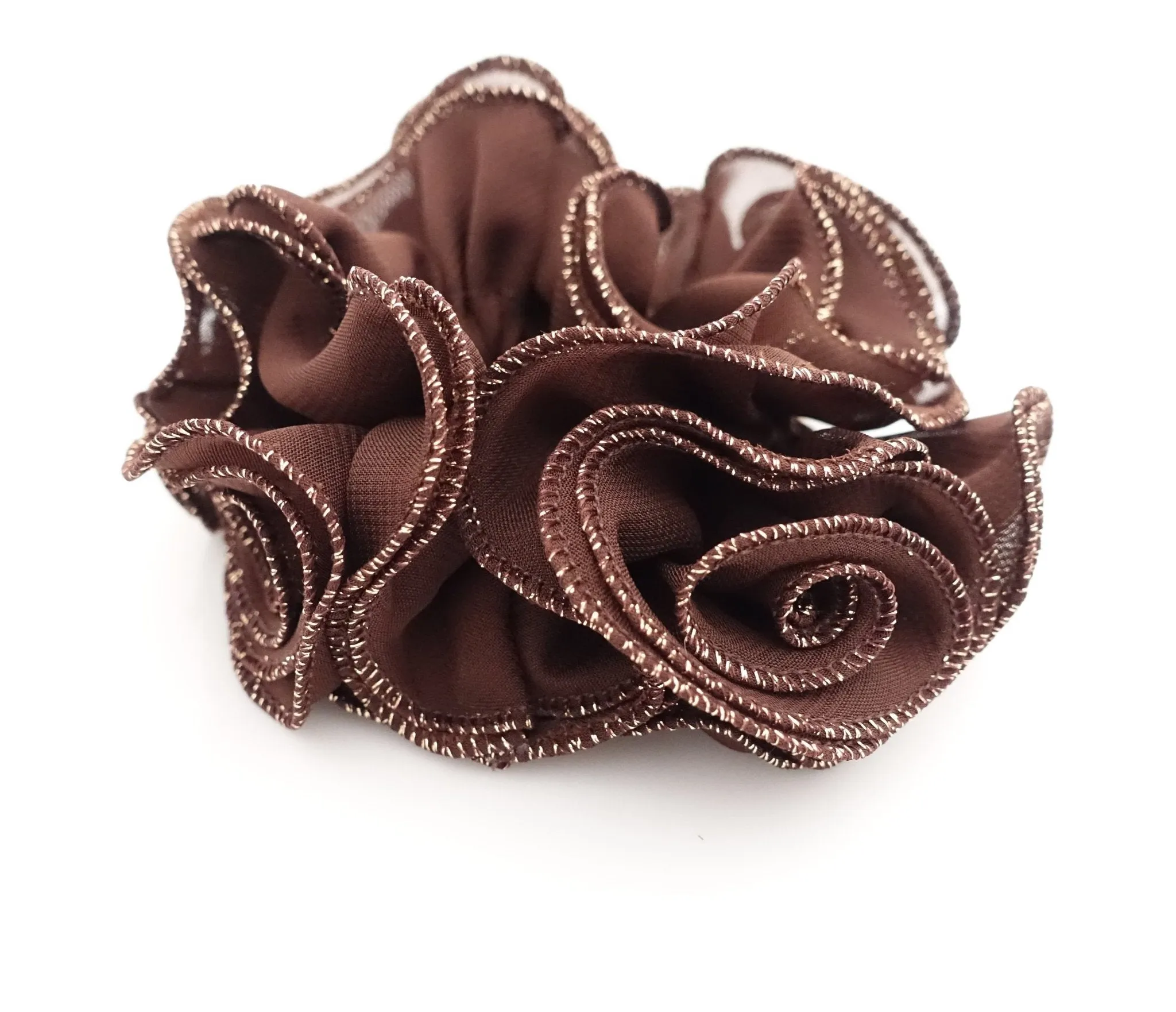 dazzling edge chiffon ruffle flower scrunchies pretty hair scrunchie for woman