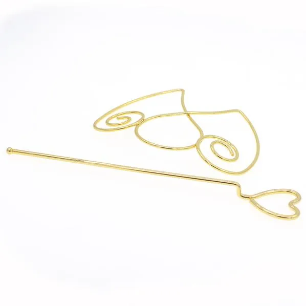 Double Heart Metal Wire Hair Stick and Bun Cover 2-pc Set