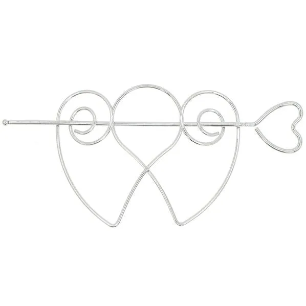 Double Heart Metal Wire Hair Stick and Bun Cover 2-pc Set