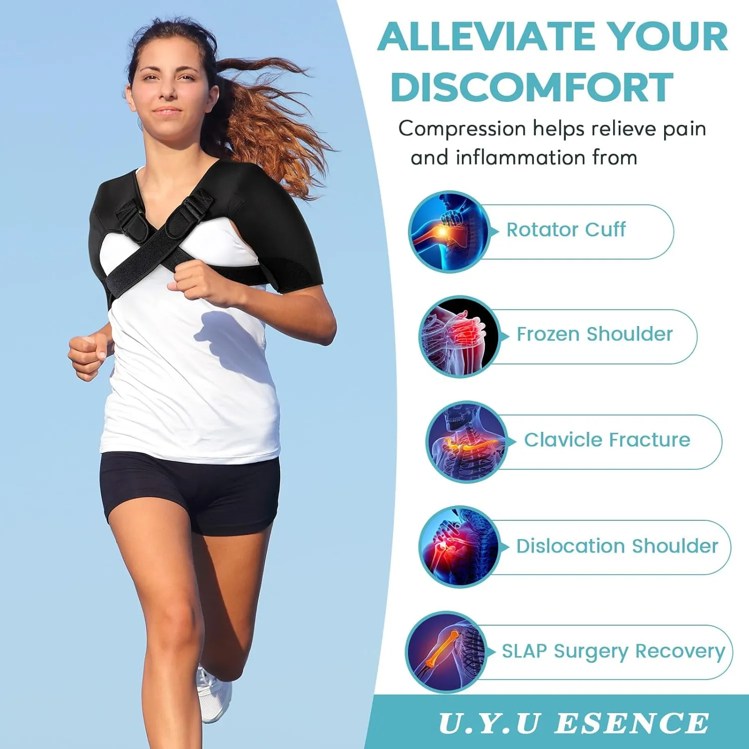 Double Shoulder Brace for Women & Men,Double Sleeve for Sleeping,Adjustable Support for Rotator Cuff,Frozen Shoulder,AC Joint,Labrum Tear,Pain Relief Dual Wrap (X-Large)