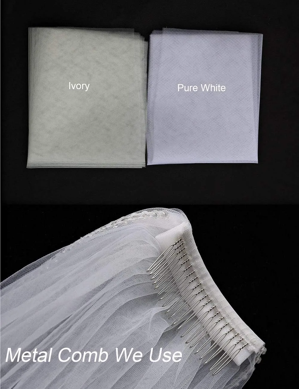 EllieHouse Women's 1 Tier Cathedral Flower Lace Wedding Bridal Veil With Metal Comb L95