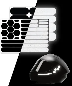 ELOS Reflective Gear 3M Black Stickers - Helmet Tape, Motorcycle Tape, Hi Viz Stickers for Helmets - Discreet Black Until Light Hits It (Combo Style)