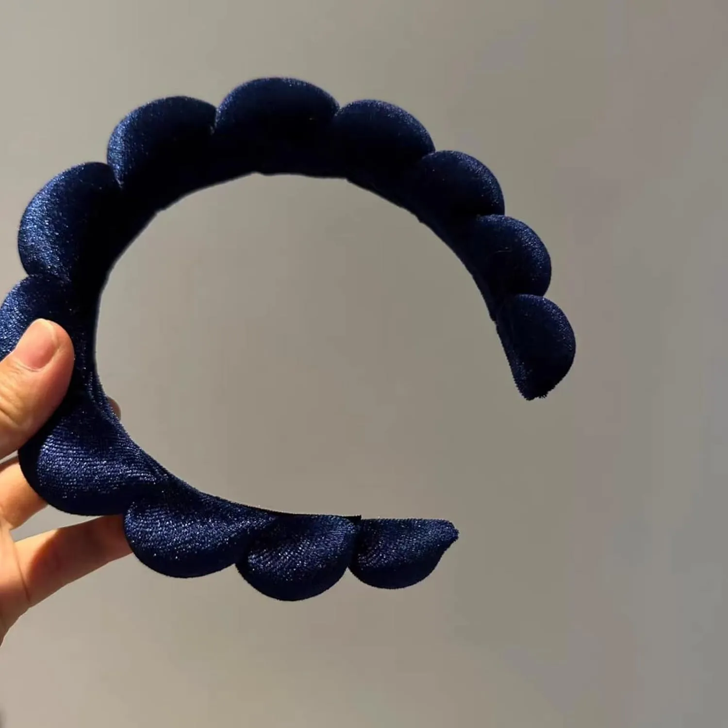 Fashion Headbands for Women Padded Fabric Hair Bands Wide Velvet Non Slip Headband Hair Accessories for Women Girls (Navy Blue)