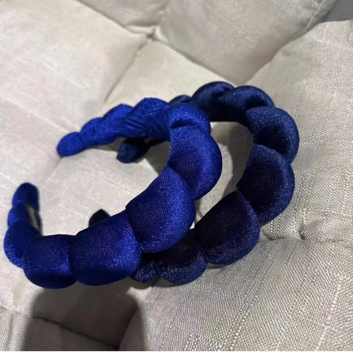 Fashion Headbands for Women Padded Fabric Hair Bands Wide Velvet Non Slip Headband Hair Accessories for Women Girls (Navy Blue)