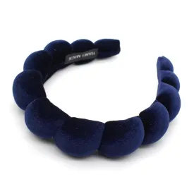 Fashion Headbands for Women Padded Fabric Hair Bands Wide Velvet Non Slip Headband Hair Accessories for Women Girls (Navy Blue)
