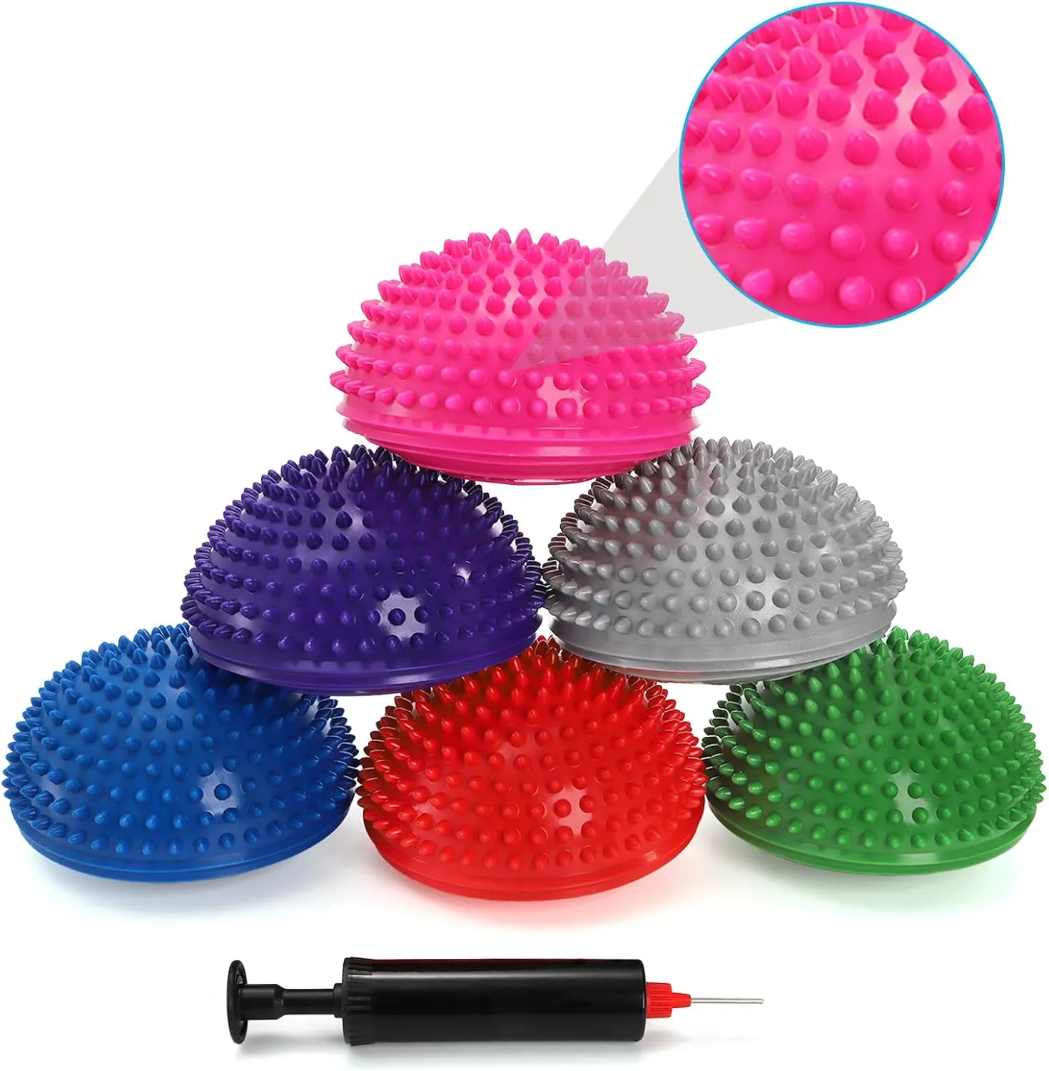 Fasmov Balance Pods Balancing Hedgehog Stability Balance Trainer Dots with Pump, Set of 6