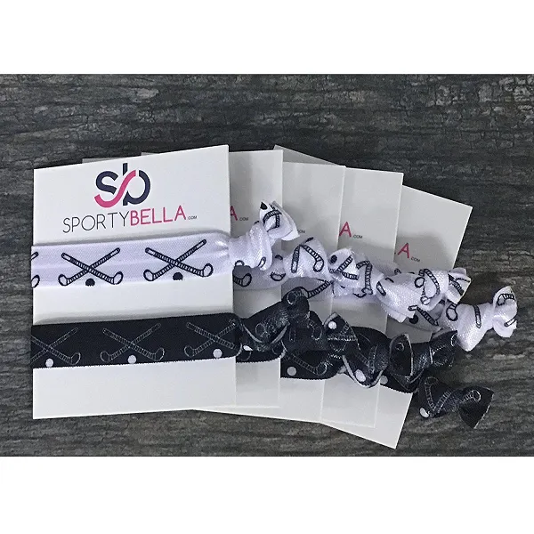 Field Hockey Hair Ties - 5 pack - Black White