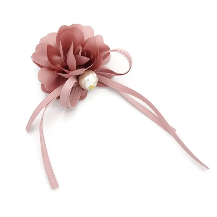 Flower Strap Bow Knot Pearl Ball Decorated Hair Elastic Ponytail Holder Hair Accessories For Women