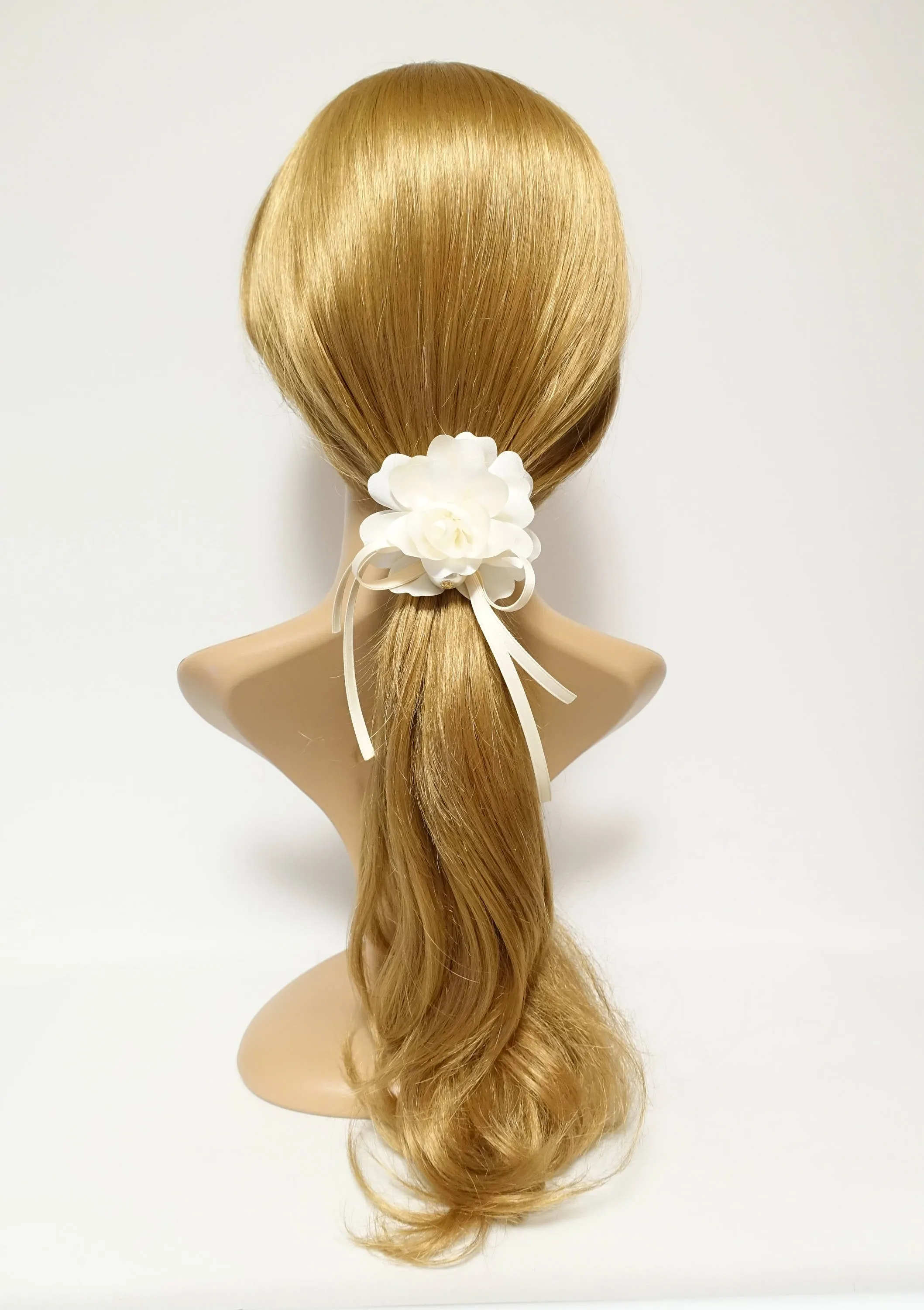 Flower Strap Bow Knot Pearl Ball Decorated Hair Elastic Ponytail Holder Hair Accessories For Women