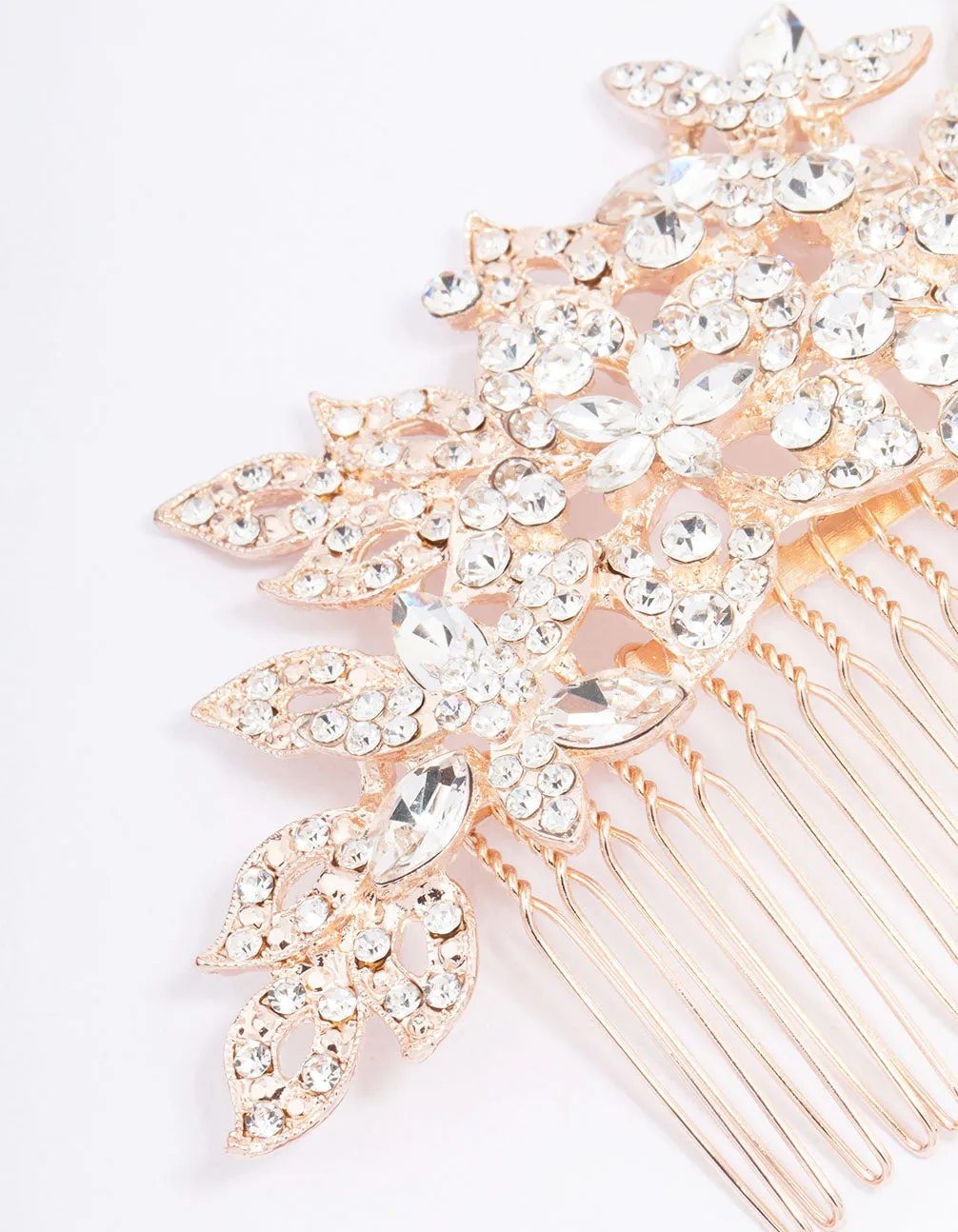 Gold Multi Flower Diamante Hair Comb