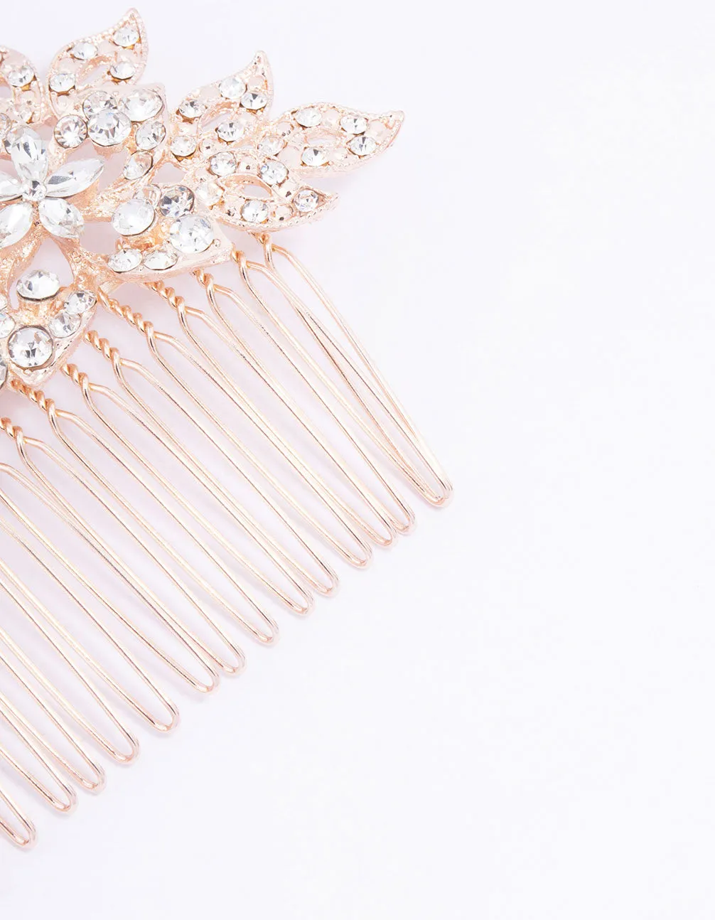 Gold Multi Flower Diamante Hair Comb