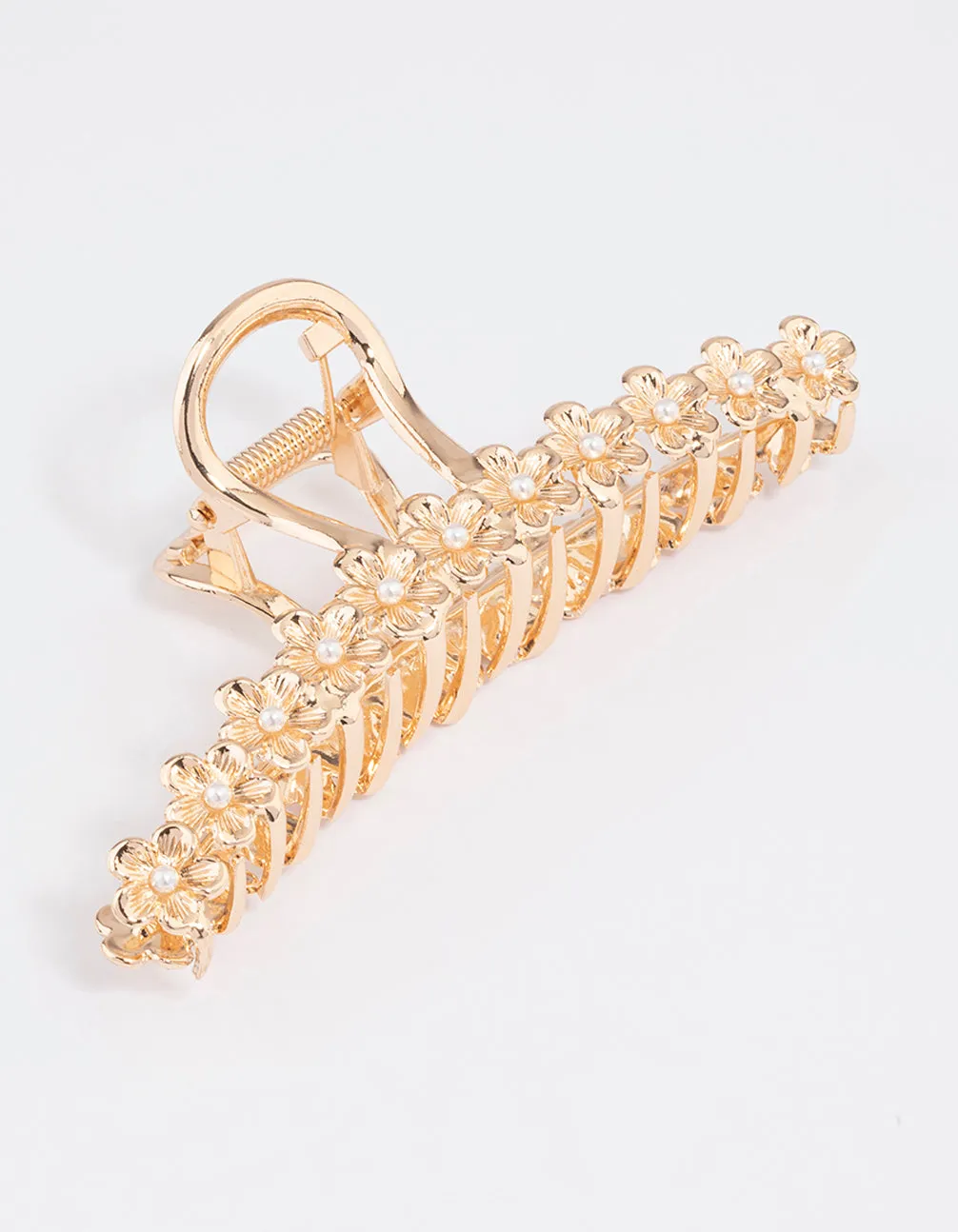 Gold Pearl & Flower Claw Clip