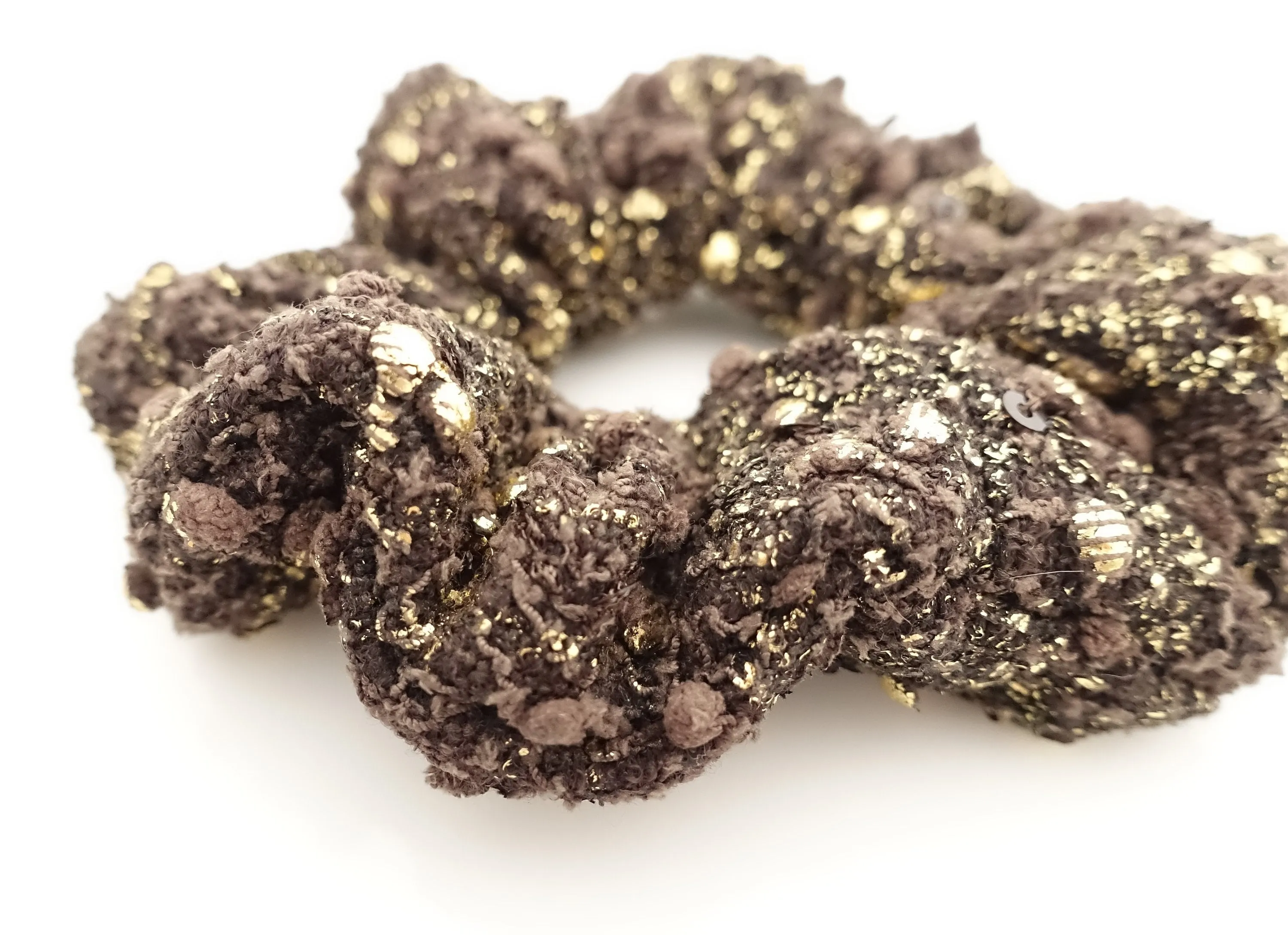 golden foil sequin scrunchies dazzling Fall Winter hair scrunchie