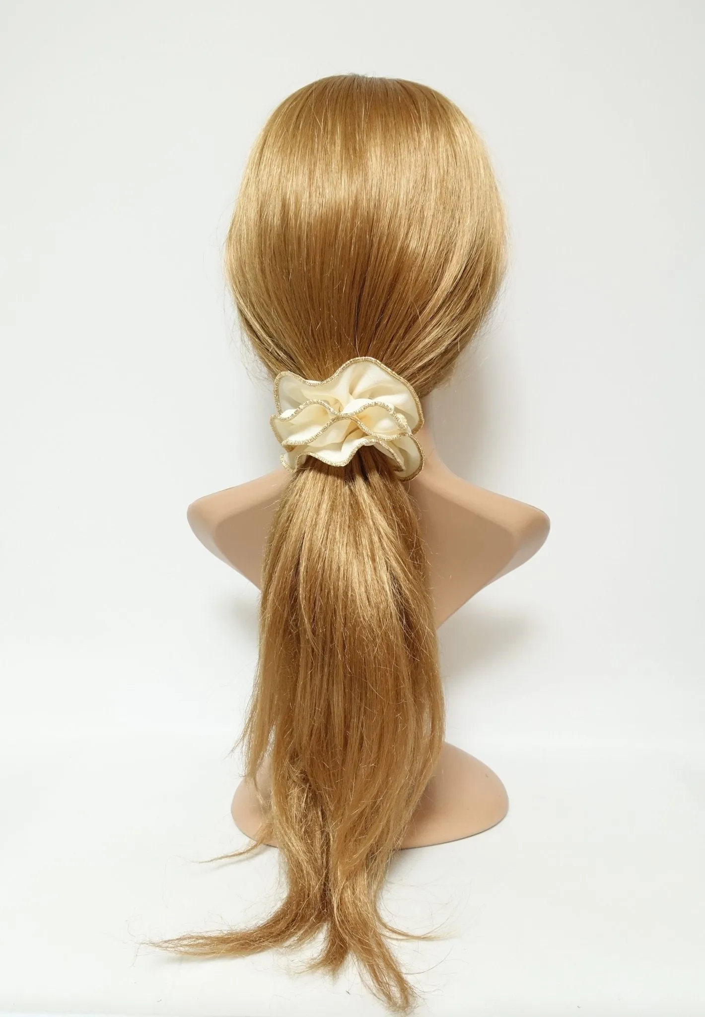 golden thread trim scrunchies chiffon solid color hair elastic scrunchie