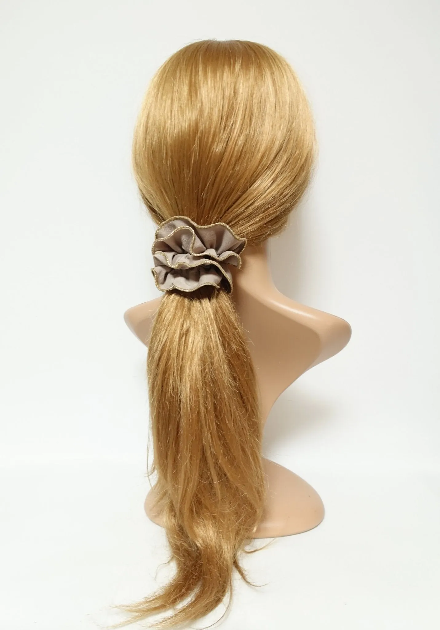 golden thread trim scrunchies chiffon solid color hair elastic scrunchie