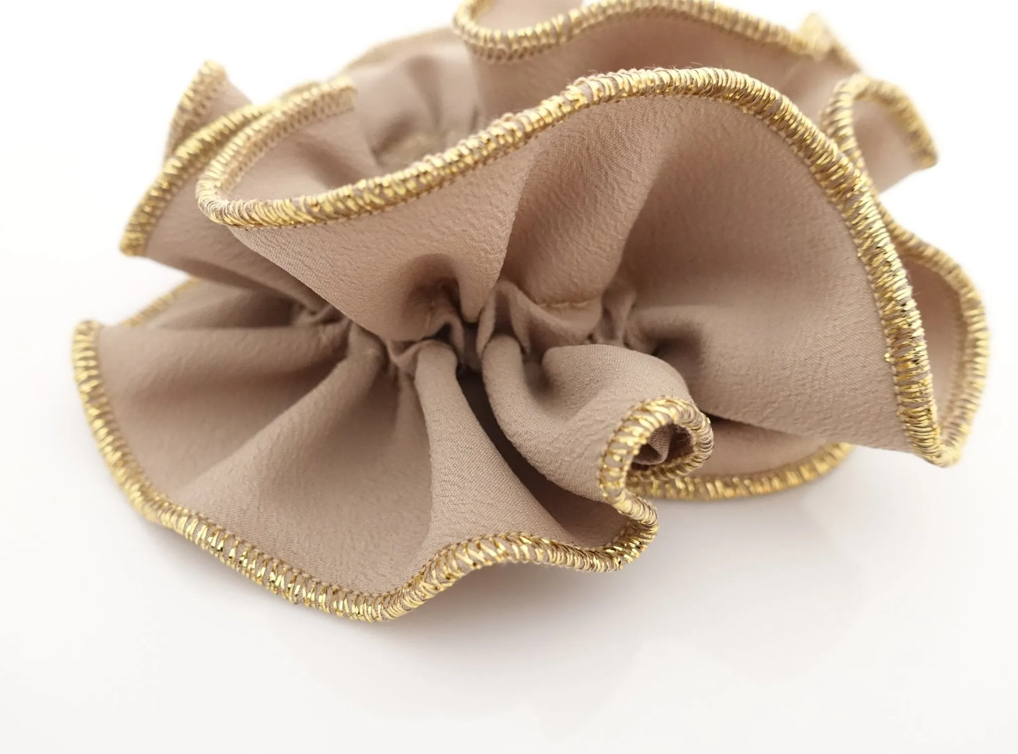 golden thread trim scrunchies chiffon solid color hair elastic scrunchie