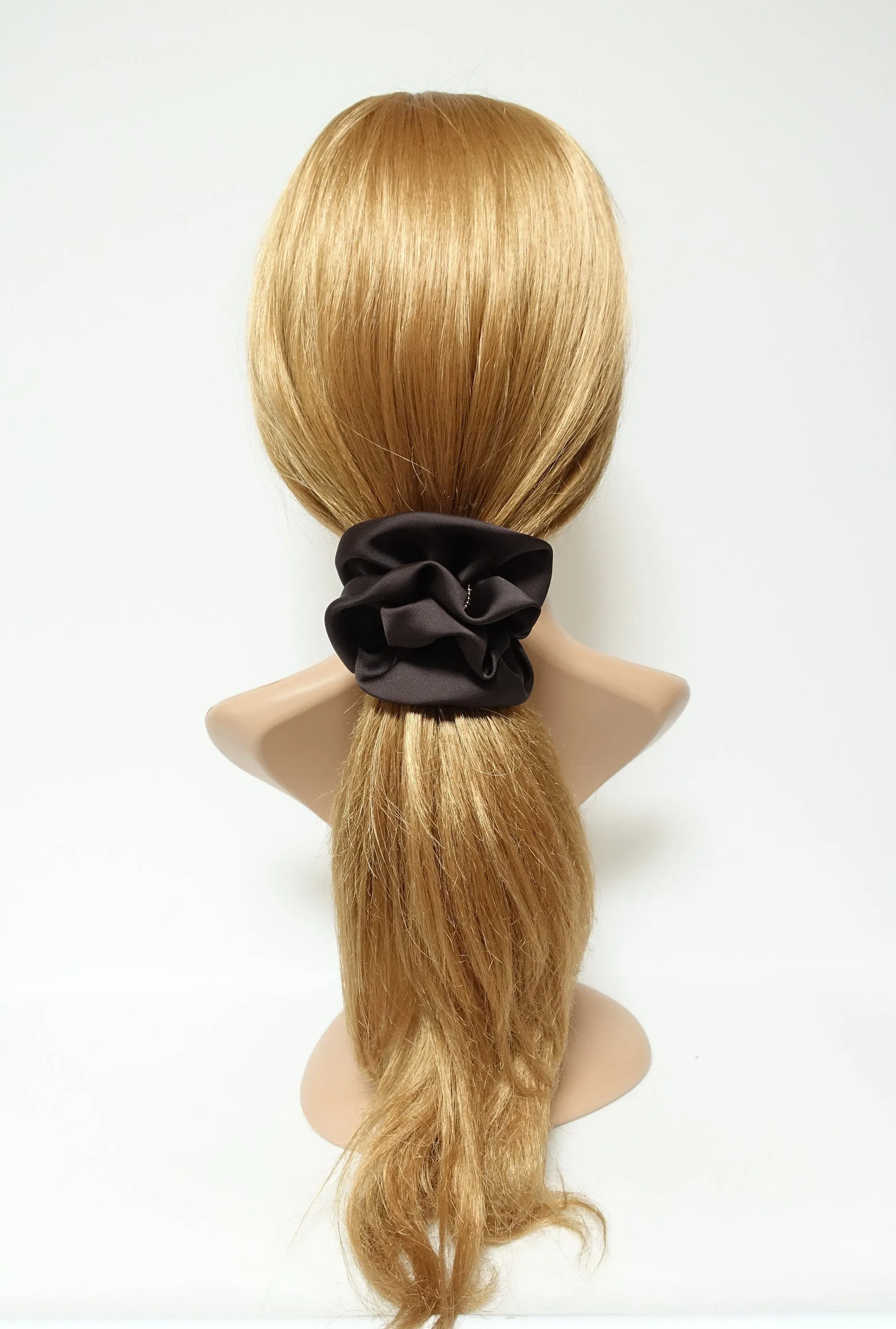 golden zipper chain decorated satin scrunchy soft glossy woman hair scrunchies