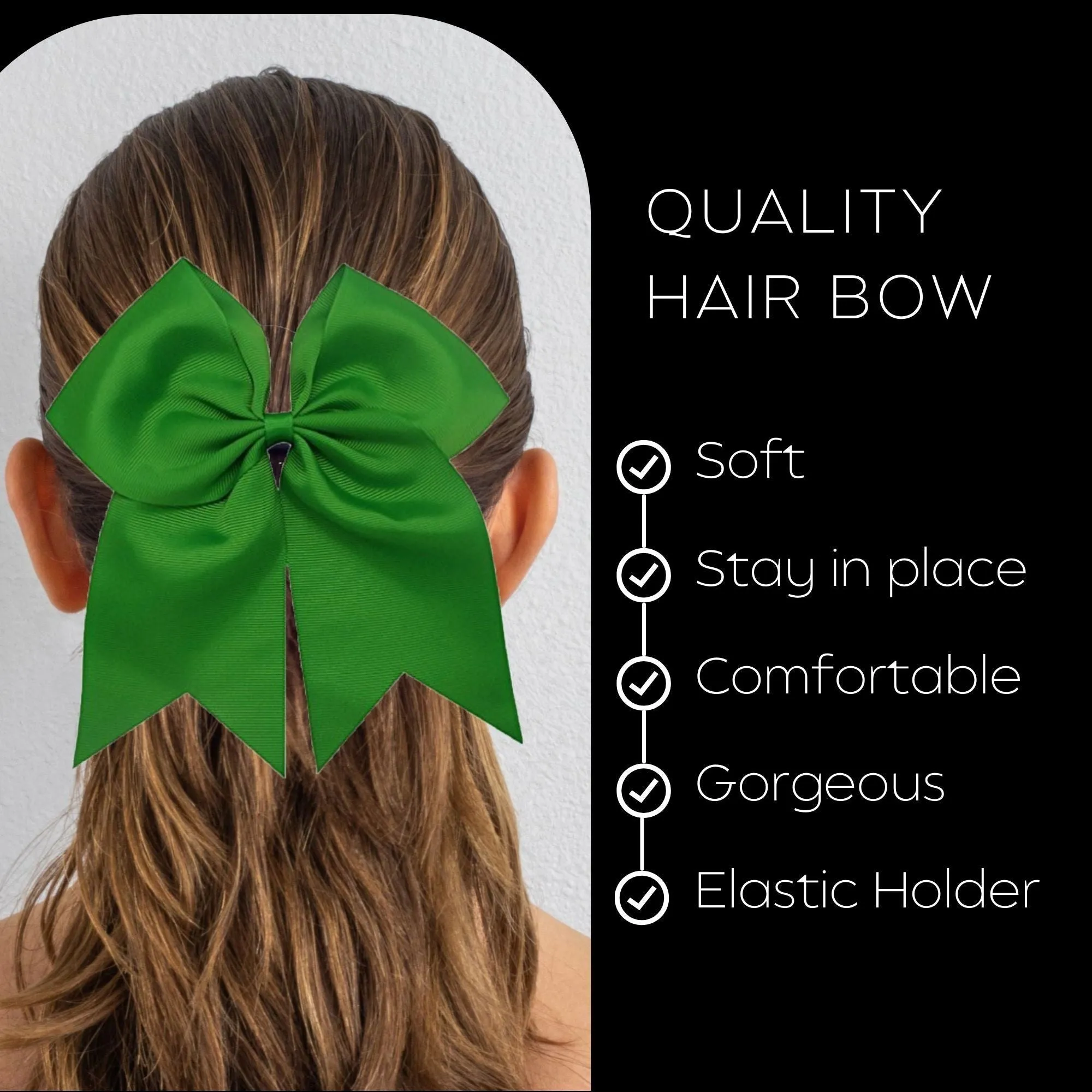 Green Clip Hair Bows - 10 Pack
