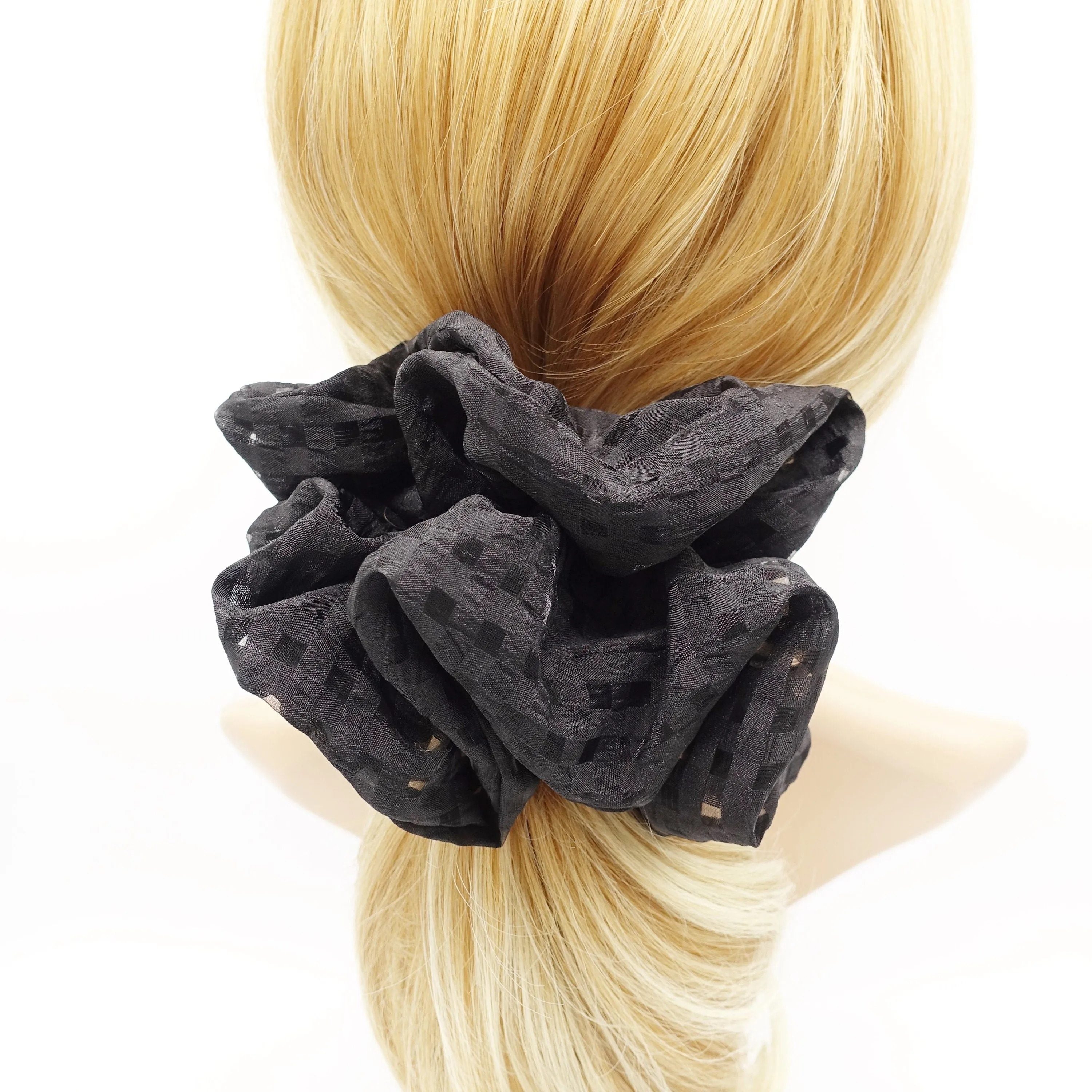 grid mesh oversized scrunchies large hair elastic scrunchie hair accessory for women