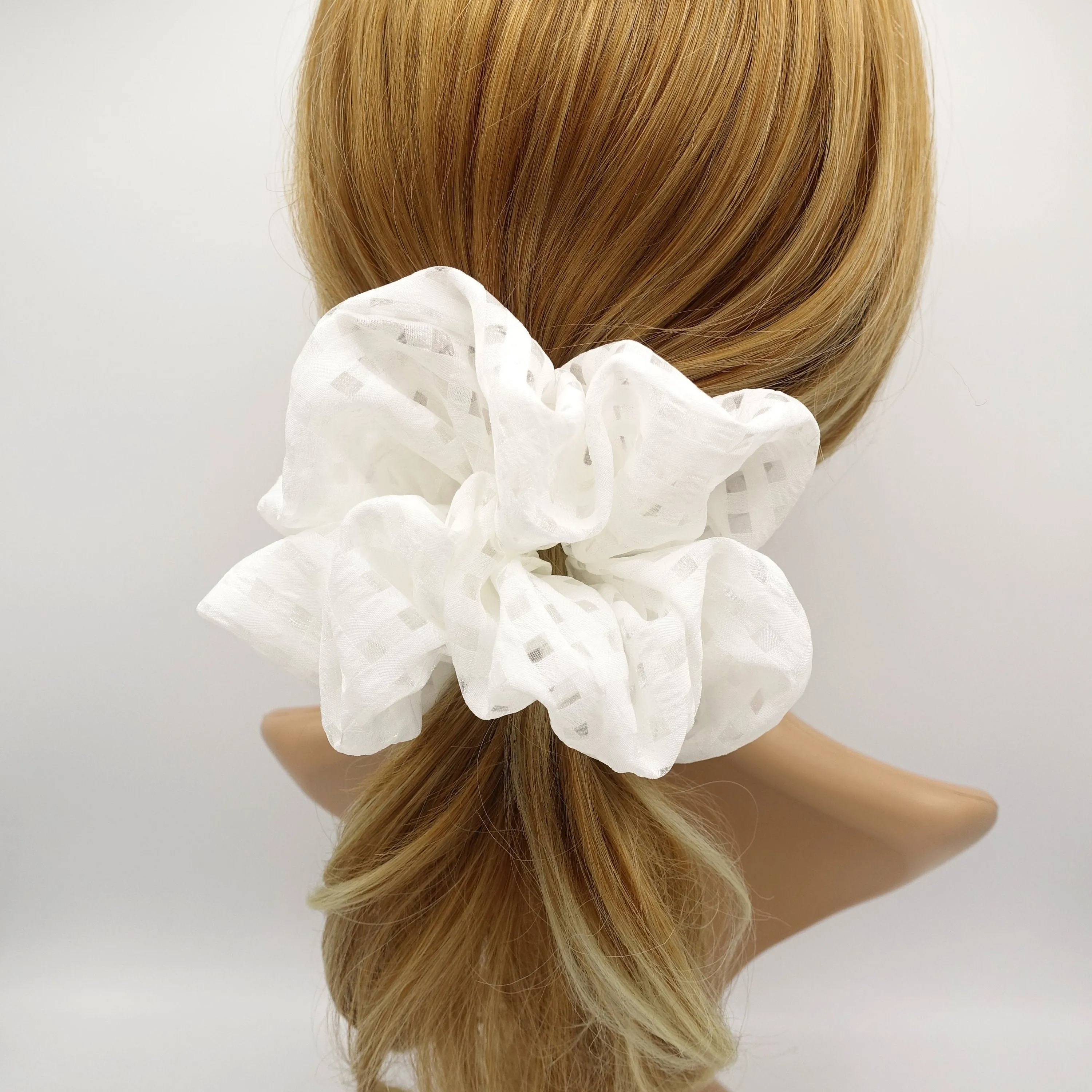 grid mesh oversized scrunchies large hair elastic scrunchie hair accessory for women