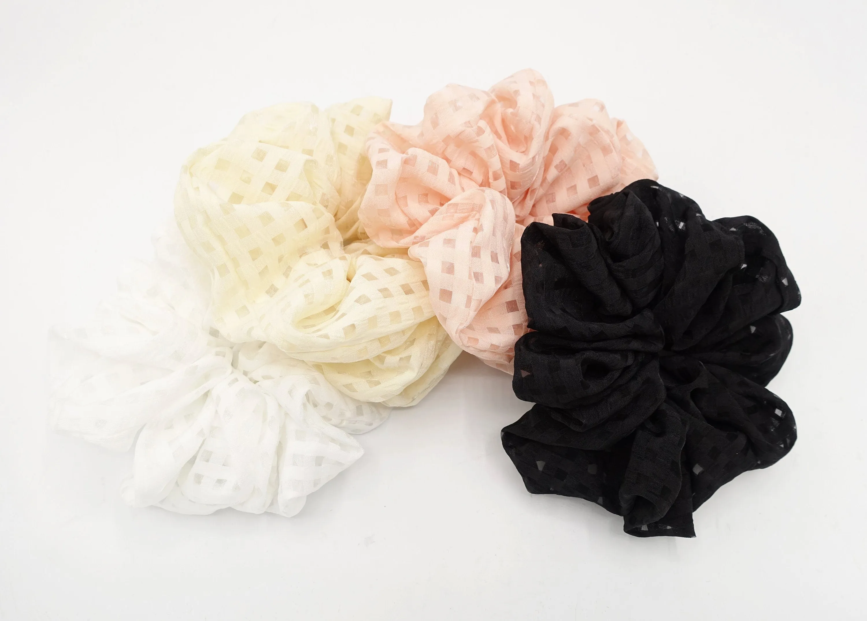 grid mesh oversized scrunchies large hair elastic scrunchie hair accessory for women