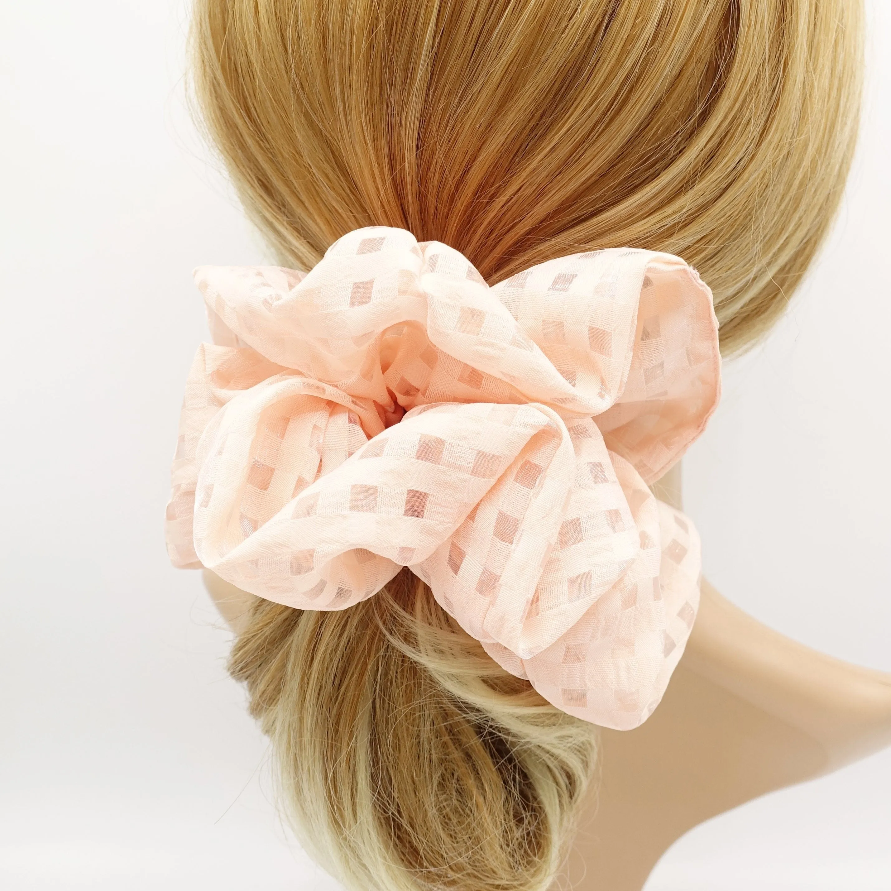 grid mesh oversized scrunchies large hair elastic scrunchie hair accessory for women
