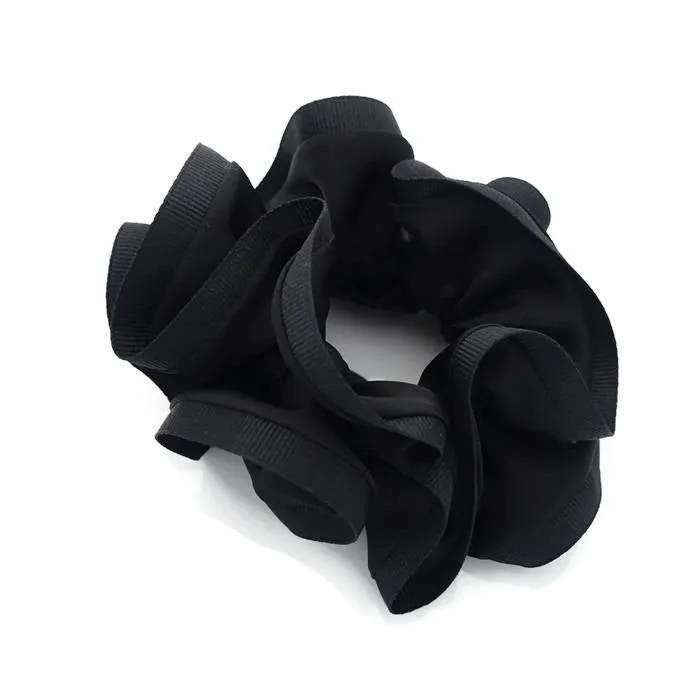 Grosgrain Trim Satin Hair Scrunchies Hair Elastics for Woman