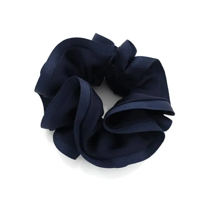 Grosgrain Trim Satin Hair Scrunchies Hair Elastics for Woman