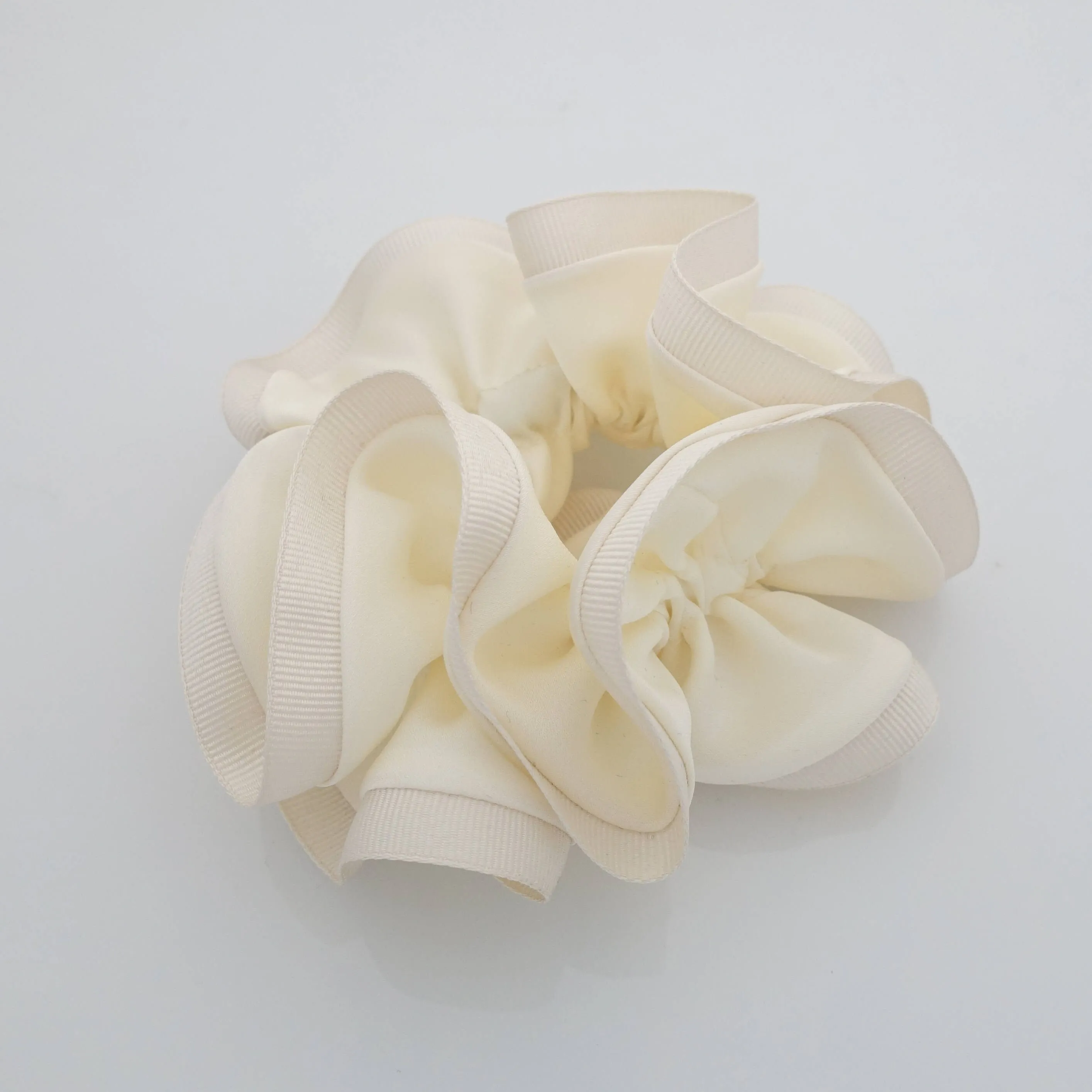 Grosgrain Trim Satin Hair Scrunchies Hair Elastics for Woman