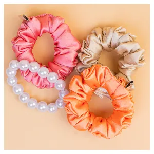 Hair Drama Co Luxury Scrunchies Set Of 4 With Free Pouch - Pastels