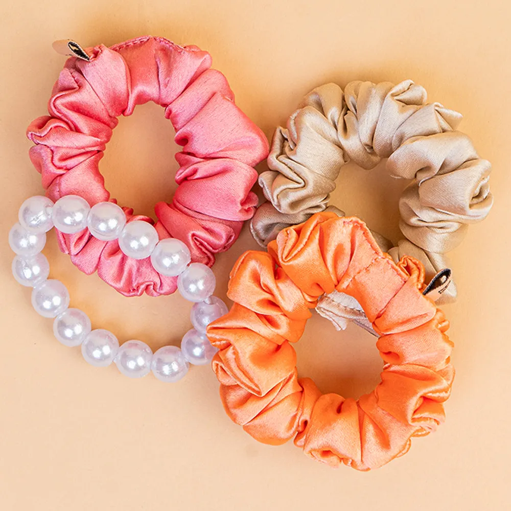 Hair Drama Co Luxury Scrunchies Set Of 4 With Free Pouch - Pastels