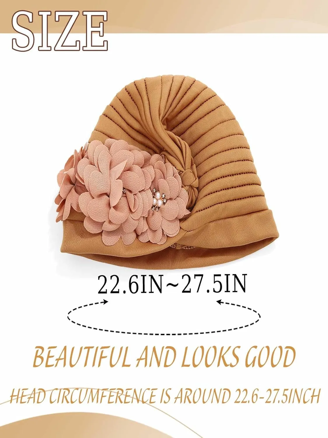 HeadWrap Hair Turbans African Turban Flower Pearl Crystal Twisted Head Turban for Women Fashion