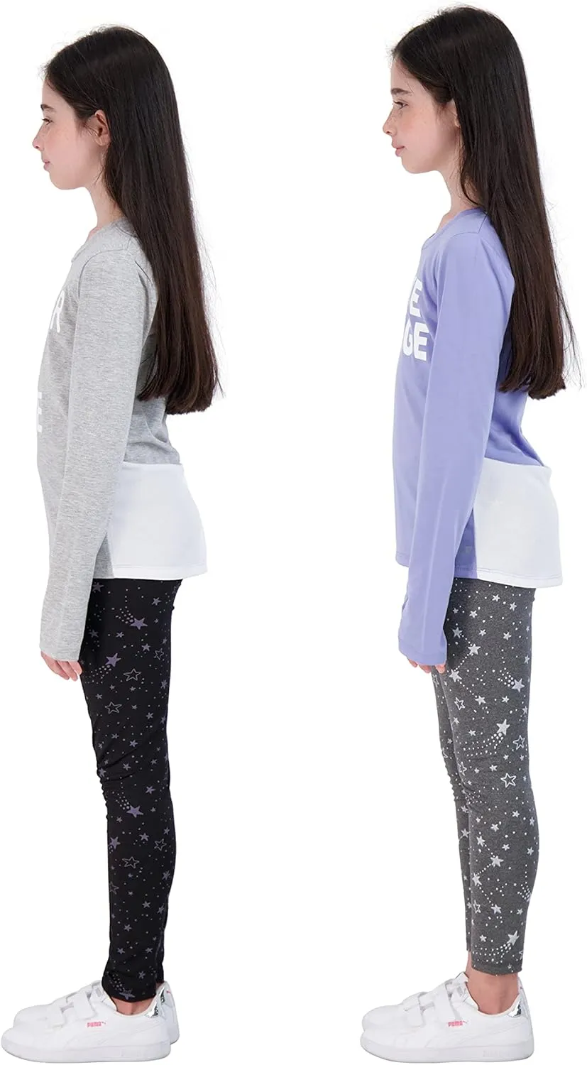 Hind 4-Piece Girls Athletic Leggings and Long Sleeve Workout Hoodie Tops Set, Fashion Active Clothes for Girls