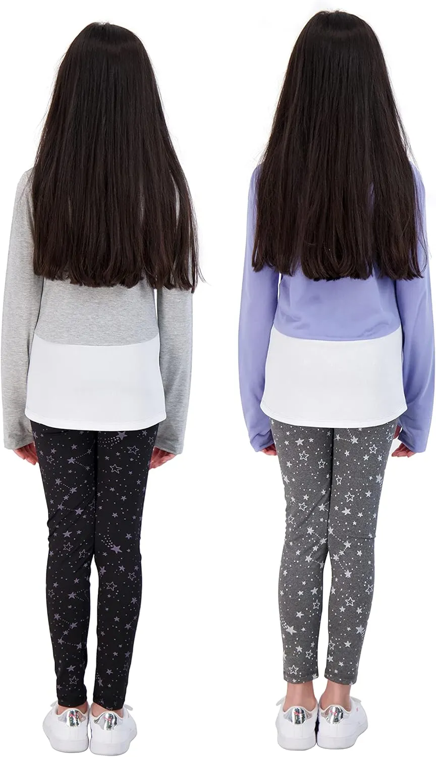 Hind 4-Piece Girls Athletic Leggings and Long Sleeve Workout Hoodie Tops Set, Fashion Active Clothes for Girls
