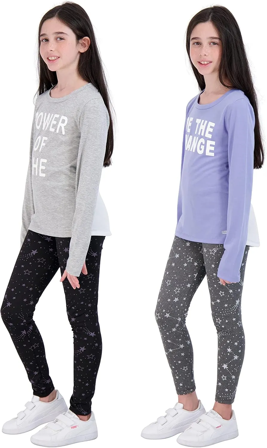 Hind 4-Piece Girls Athletic Leggings and Long Sleeve Workout Hoodie Tops Set, Fashion Active Clothes for Girls