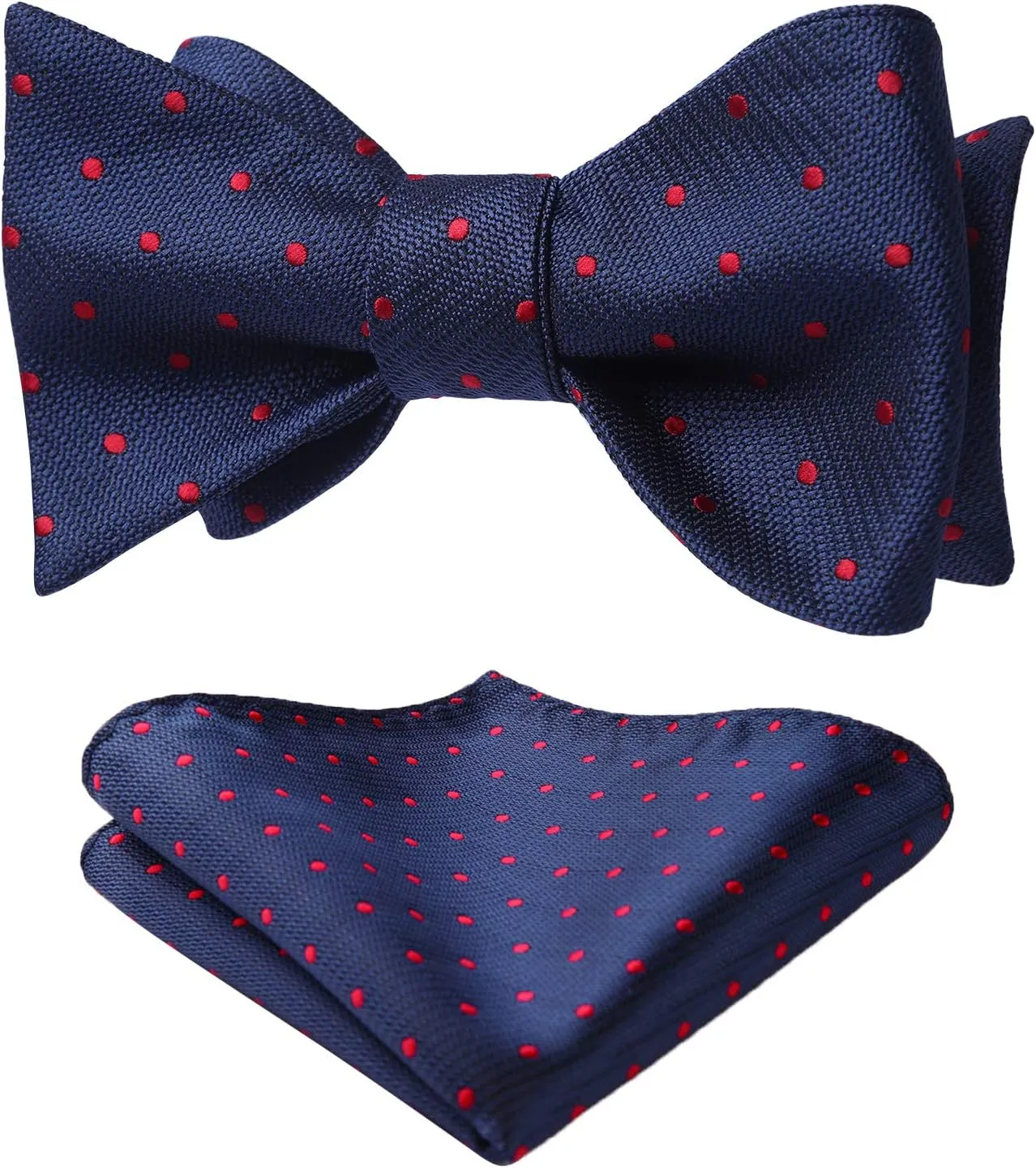 HISDERN Bow Ties for Men Polka Dot Selftie Bowtie and Pocket Square Classic Business Tuxedo Wedding Bowties Handkerchief